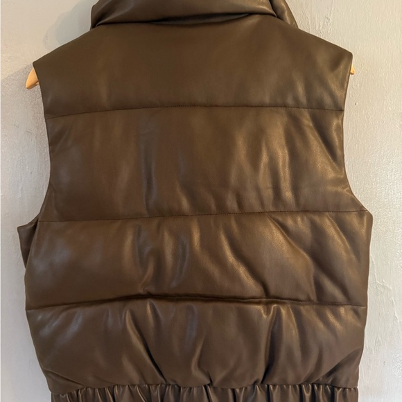 Abercrombie & Fitch Dark Brown Faux Leather Puffer Vest - Picture 4 of 4